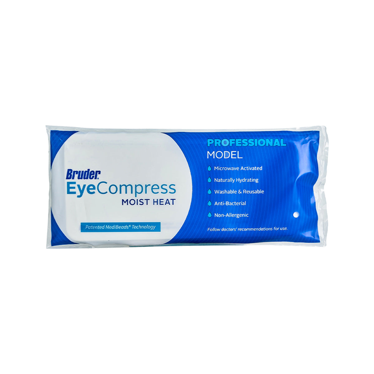 The Bruder Mask Moist Heat Dry Eye Compress offers relief for dry eyes with its soothing blue and white design, featuring microwave activation, natural hydration, and washability. Its reusable, antibacterial, non-allergenic, and perfect for Blepharitis therapy.