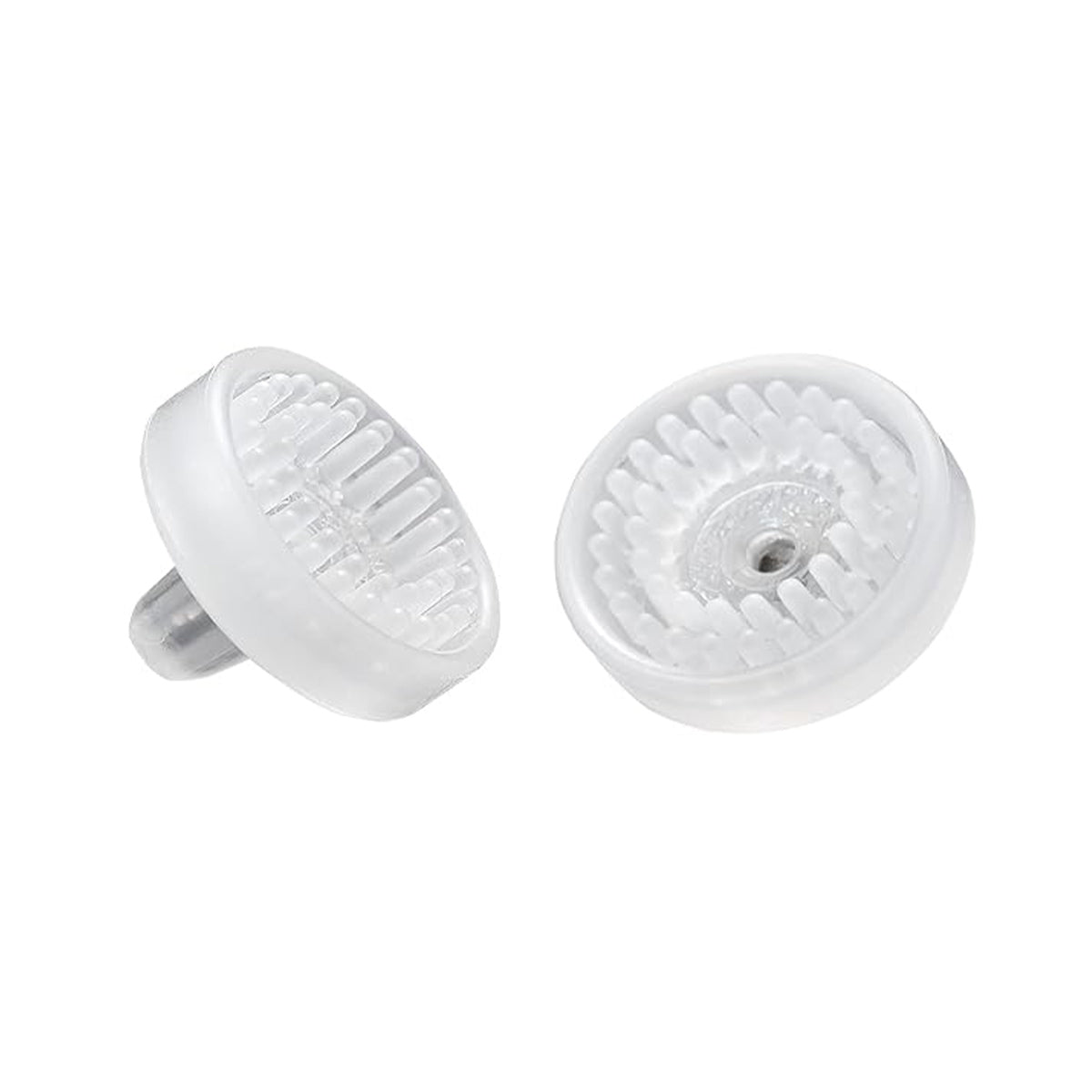 NuSight Medicals NuLids Replacement Tips feature two transparent, round-textured plastic massage heads—one upright and the other on its side with a connector—designed to provide targeted relief from dry eye issues through eyelid cleansing.