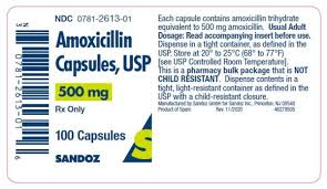 Amoxicillin, 500mg Capsule, 100/Ct