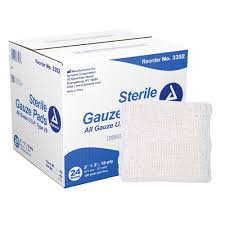 Gauze, 2 x 2, 12-ply, Sterile, 100/Box