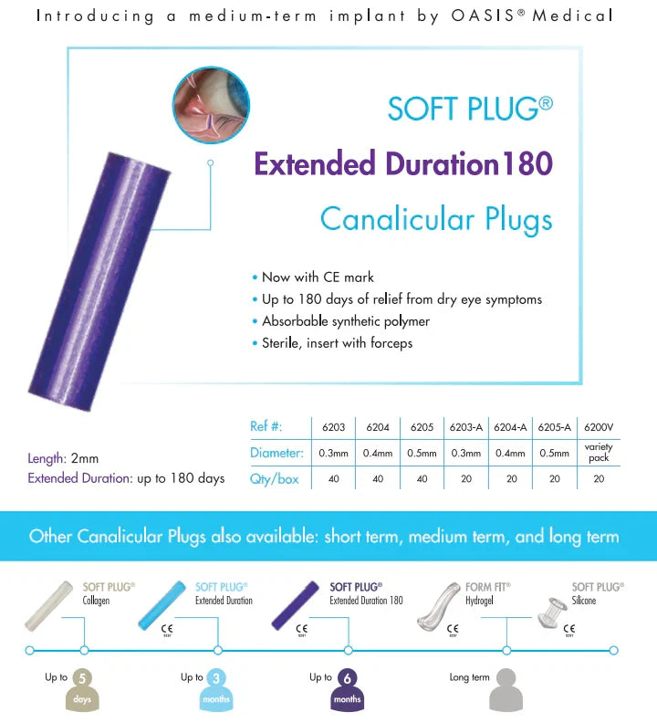 Oasis SOFT PLUG Extended Duration 180 Day Canalicular Plugs
