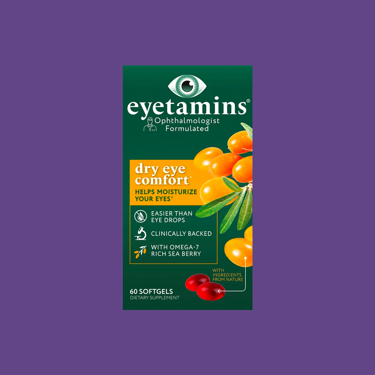 Eyetamins Dry Eye Comfort: Natural Supplements for Dry Eyes 60ct