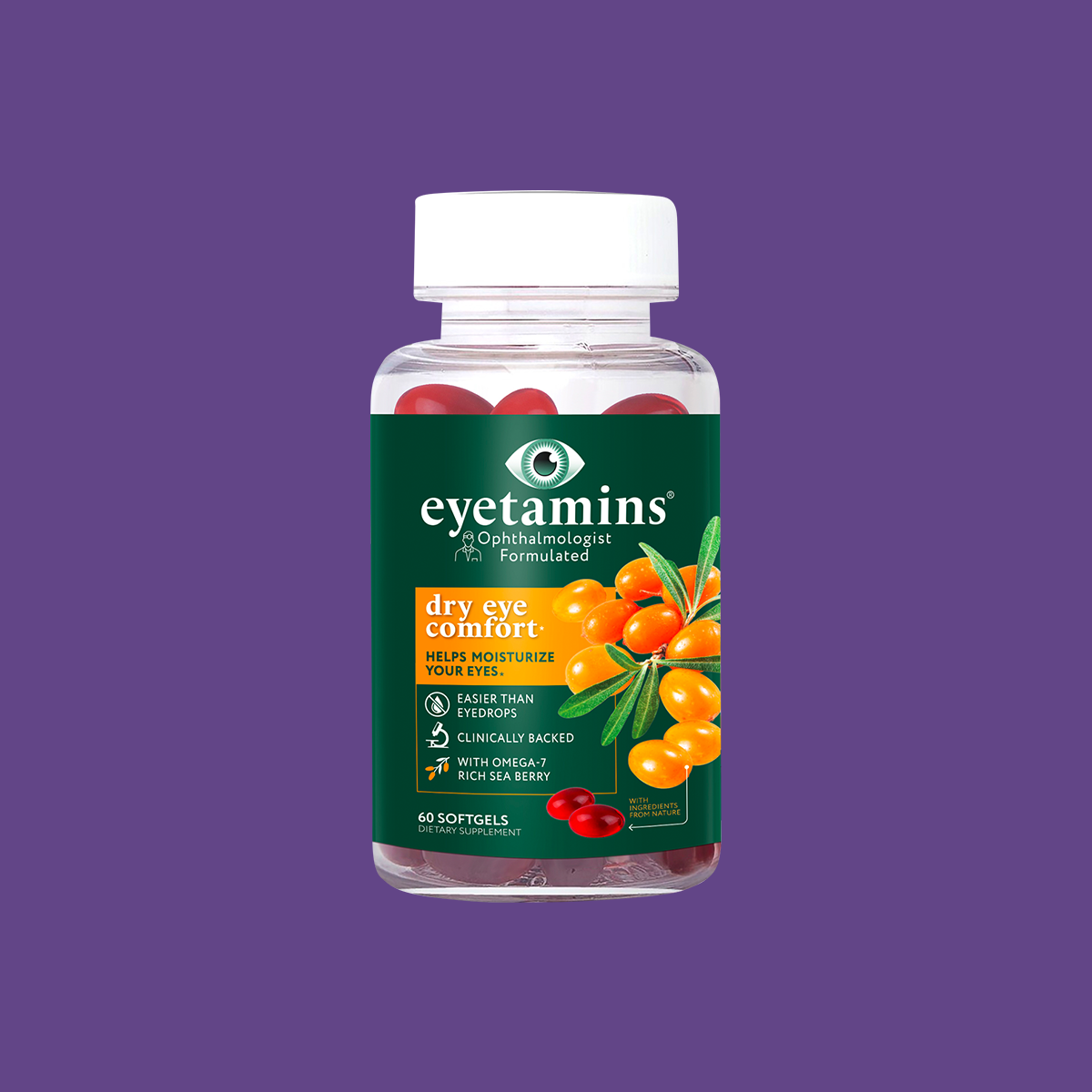 Eyetamins Dry Eye Comfort: Natural Supplements for Dry Eyes 60ct