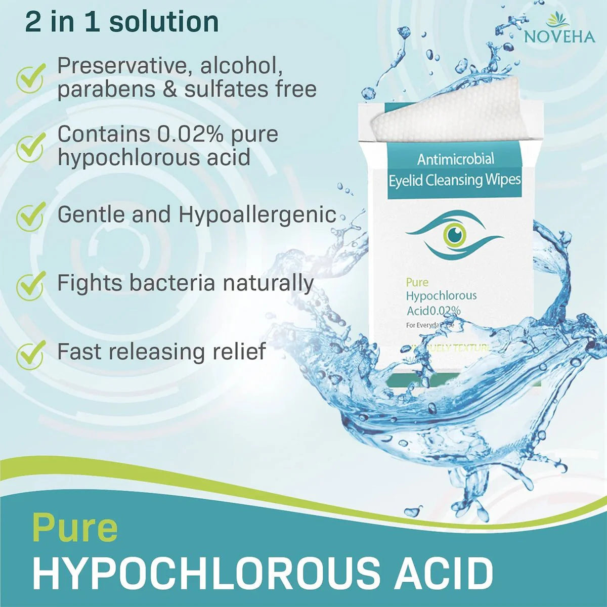 Noveha Purifying Eyelid Wipes for Daily Eye Hygiene - 60 wipes