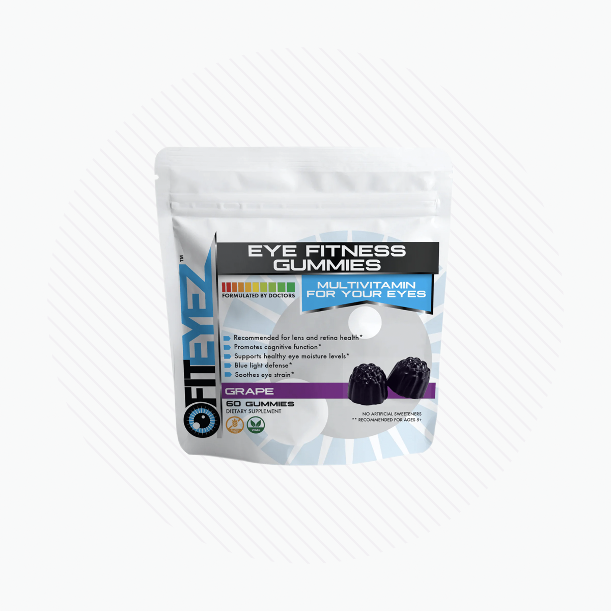 FitEyez, Eye Fitness Gummies, Multivitamin (Grape 60ct) 1-2 Month Supply