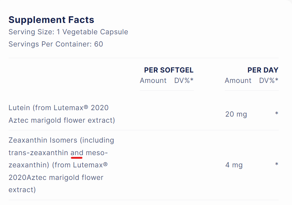 Focus Lutein Triple Carotenoid Formula for Adults - Eye Vitamins (60ct - 2 Month Supply)