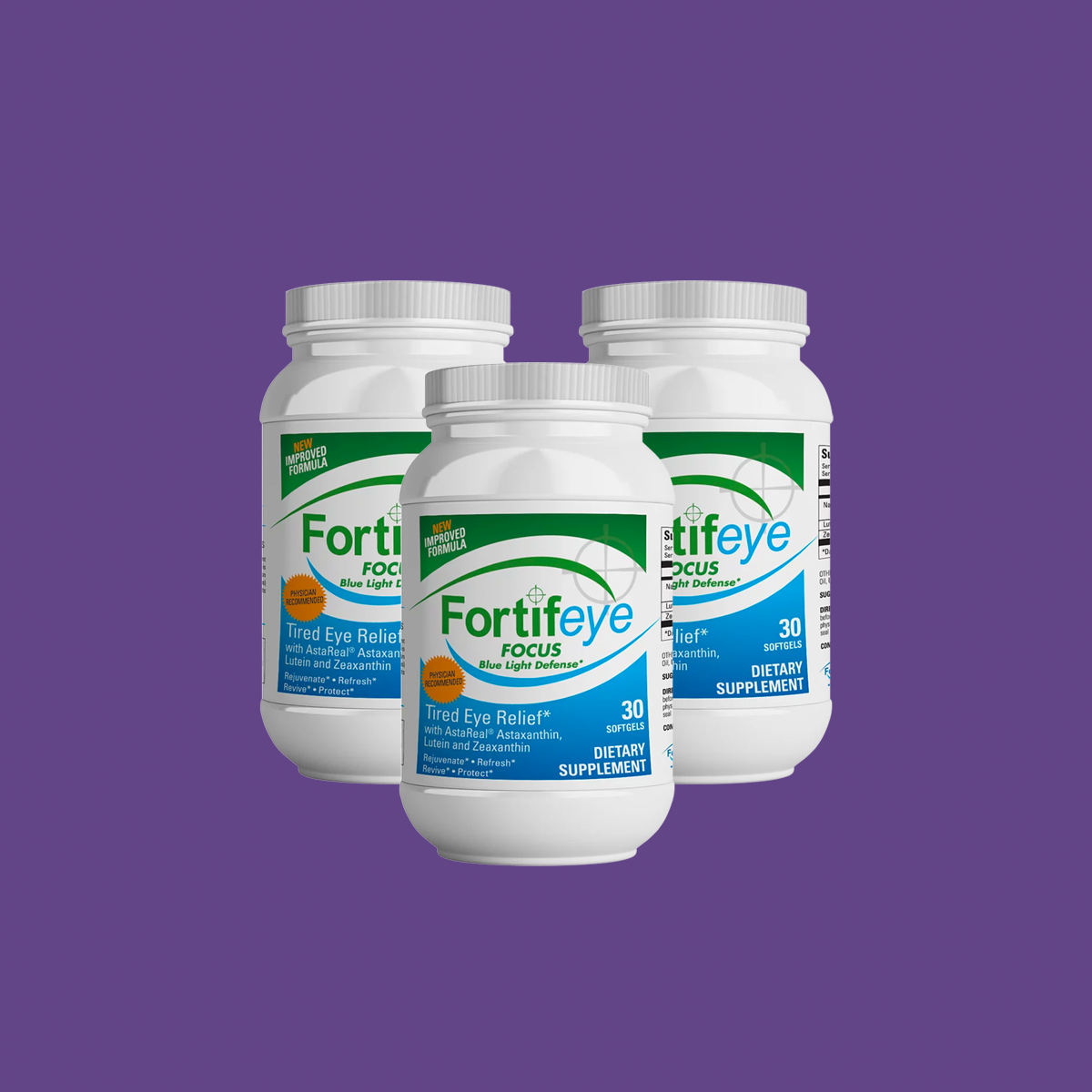 Fortifeye Focus Eye Supplement -Triple Carotenoid (3x Bottles of 30)