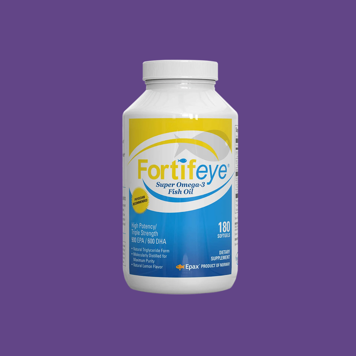 Fortifeye Super Omega-3 Fish Oil for Dry Eye Relief (180ct 3 Month Supply)