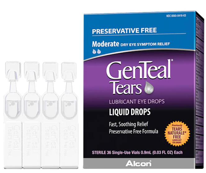 Gentear GenTeal Tears Lubricant Eye Drops, Moderate Liquid Drops, (36 Vials)