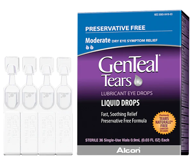 GenTeal Tears Lubricant Eye Drops, Moderate Liquid Drops, (36 Vials)