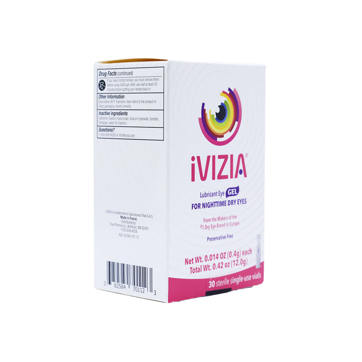 iVIZIA Lubricant Eye Gel for Severe and Nighttime Eye Relief, Preservative-Free, 30 Sterile Single-Use Vials