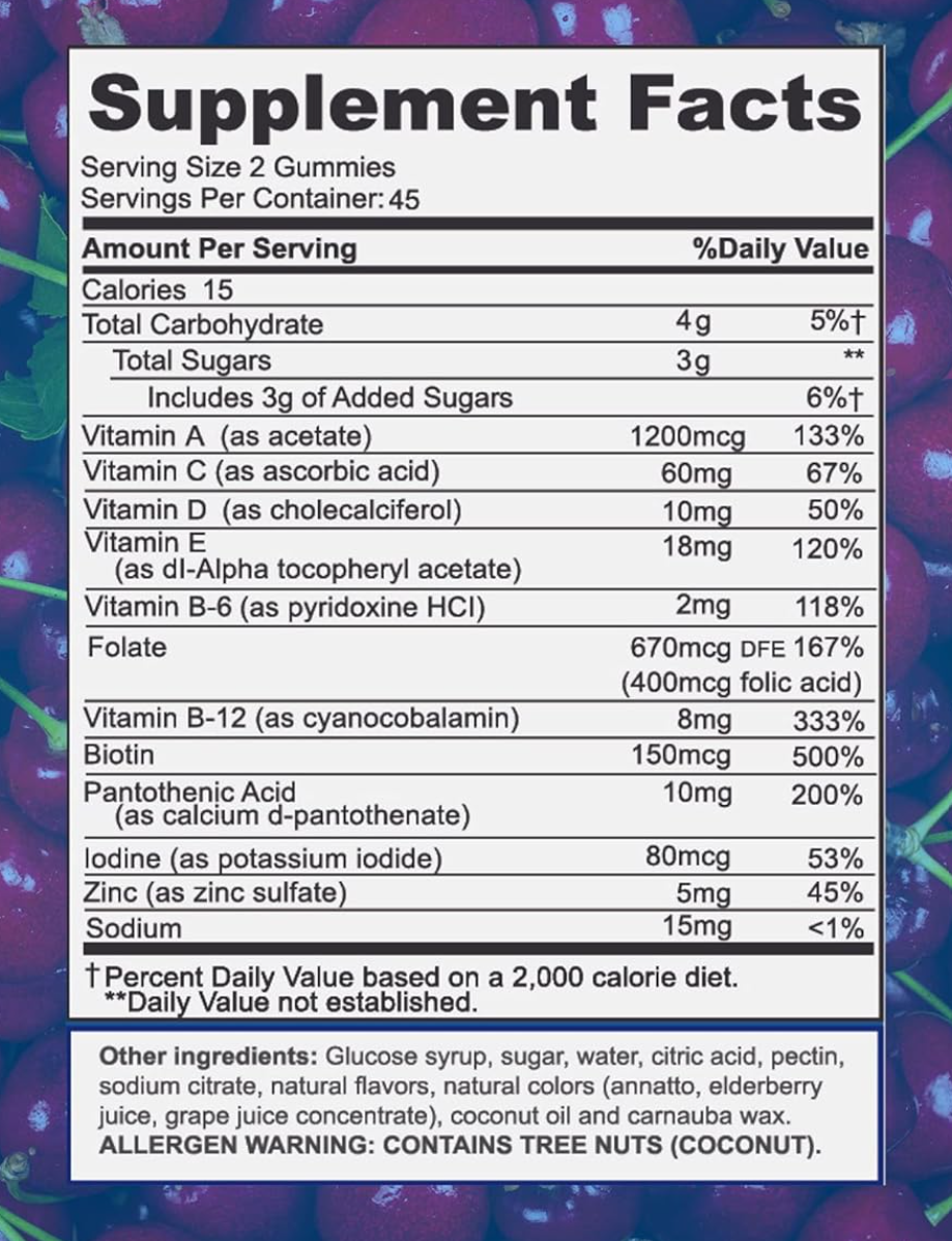 Focus Multivitamin Gummies to Support Overall Health Daily Vitamin (90 Ct, 45 Day Supply)