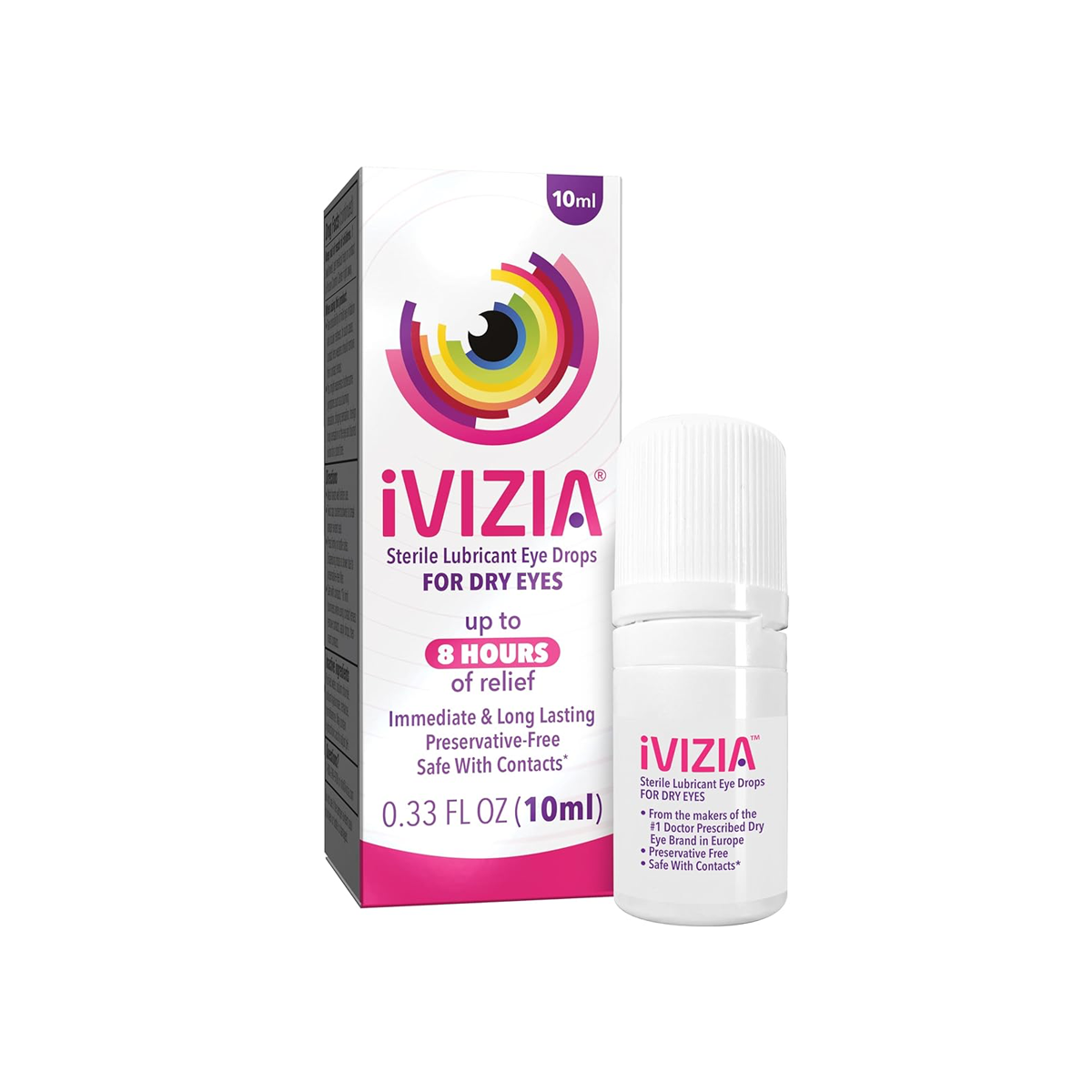 iVIZIA Sterile Lubricant Eye Drops, Preservative-Free, Dry Eye Relief, Contact Lens Friendly, 0.33 fl oz (10ml bottle)