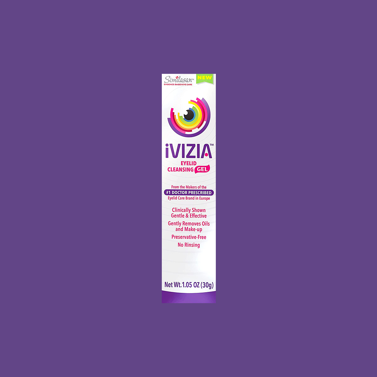 iVIZIA Eyelid Cleansing Gel, Preservative-Free, No Rinse, Gentle Makeup Remover Gel, 1.05 oz Tube