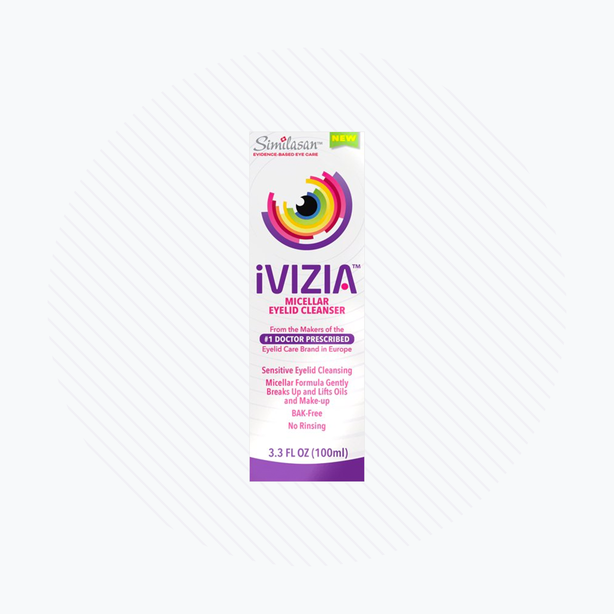 iVIZIA Micellar Eyelid Cleanser, Preservative-Free, Rinse-Free, Gently Removes Makeup, 3.3fl oz Bottle