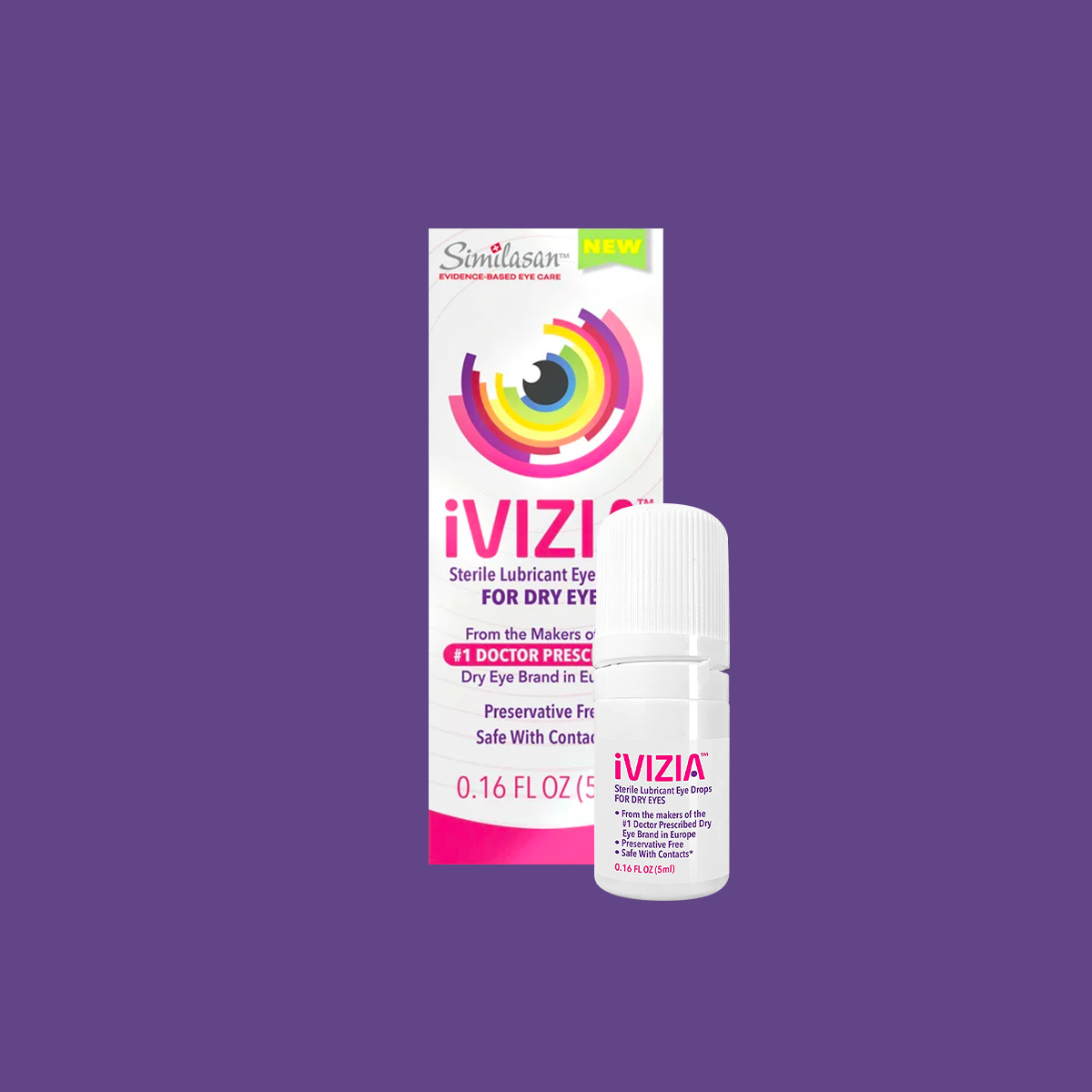 iVIZIA Sterile Lubricant Eye Drops for Dry Eyes, Preservative-Free, Dry Eye Relief, Contact Lens Friendly, 0.17 fl oz (5ml bottle)