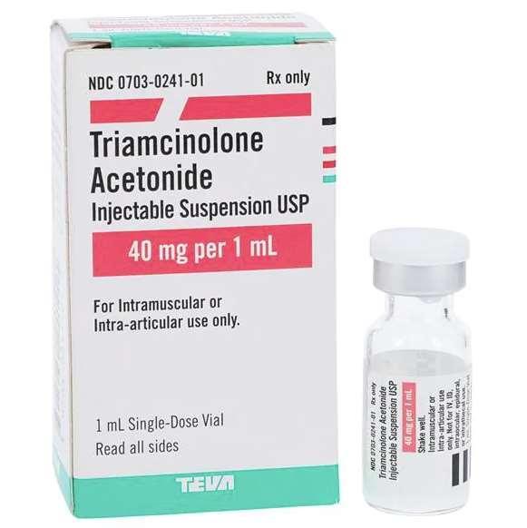 Kenalog Injection Triamcinolone Acetonide Generic, 40mg/1mL - Teva Pharmaceuticals. at Stag Medical - Eye Care, Ophthalmology and Optometric Products. Shop and save on Proparacaine, Tropicamide and More at Stag Medical & Eye Care Supply