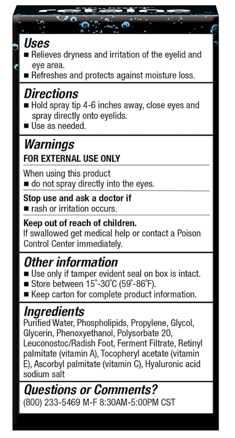 Ocusoft Retaine Liposome Spray to Soothe Irritated Eyelids with HA (30mL)