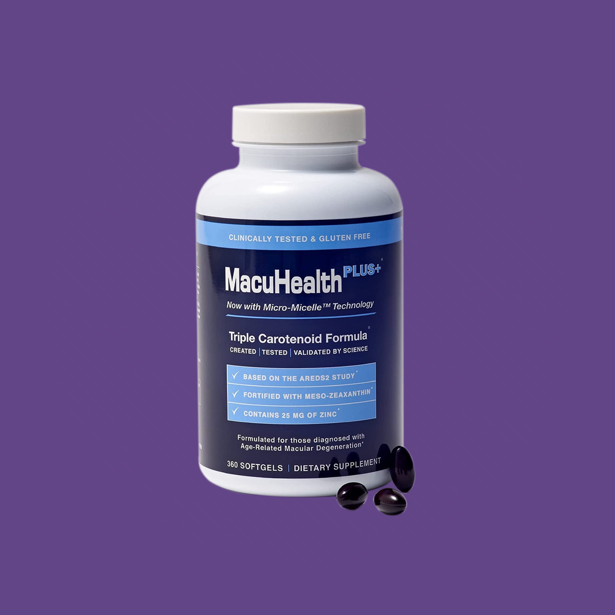 MacuHealth Plus+ Eye Supplement for Adults - Meso-Zeaxanthin, Lutein & Zeaxanthin, (90 Days Supply) Free 2-Day Shipping