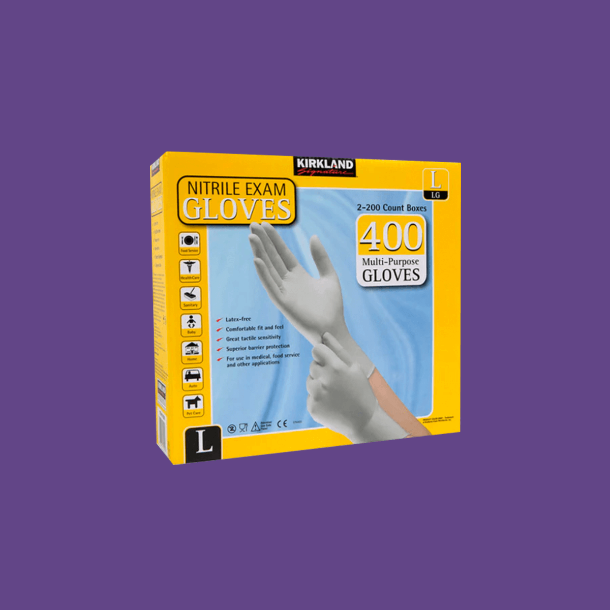 Nitrile Exam White Gloves Latex-free 2-Pack of 200 (Total 400-Count Gloves)
