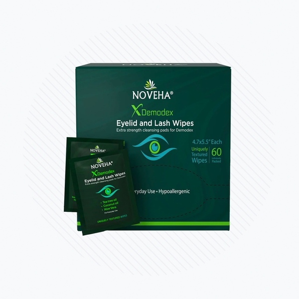 Noveha Anti-Demodex Eyelid & Lash Wipes for Blepharitis and Dry Eyes (60ct)