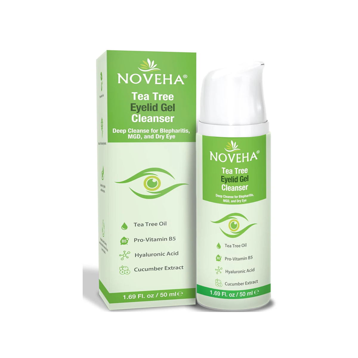 Noveha Tea Tree Eyelid Gel Cleanser for Blepharitis, MGD and Dry Eyes (50mL)