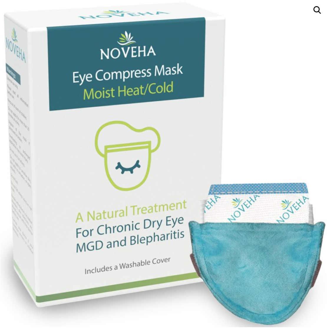 Noveha Dry Eye Mask with Washable Cover, Microwavable (Single-Eye)