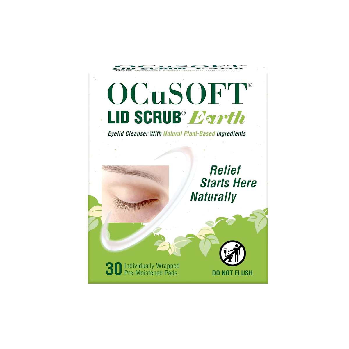 OCuSOFT Lid Scrub Earth Eyelid Cleanser, Natural Plant Based (30ct)