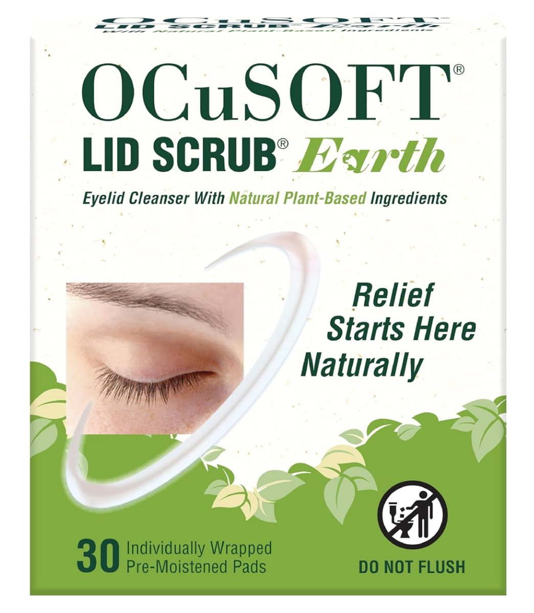 OCuSOFT Lid Scrub Earth Eyelid Cleanser, Natural Plant Based (30ct)