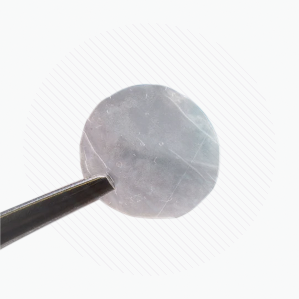 An Eclipse Dehydrated Dual Layer Amniotic Membrane from Ophthalogix is gracefully held by tweezers against a subtly lined light background.