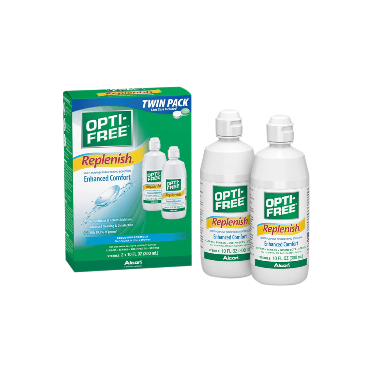 Opti-Free Replenish Multi-Purpose Disinfecting Solution with Lens Case, 20 Fl Oz (pack of 2)
