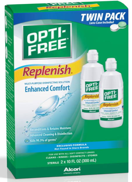 Opti-Free Replenish Multi-Purpose Disinfecting Solution with Lens Case, 20 Fl Oz (pack of 2)