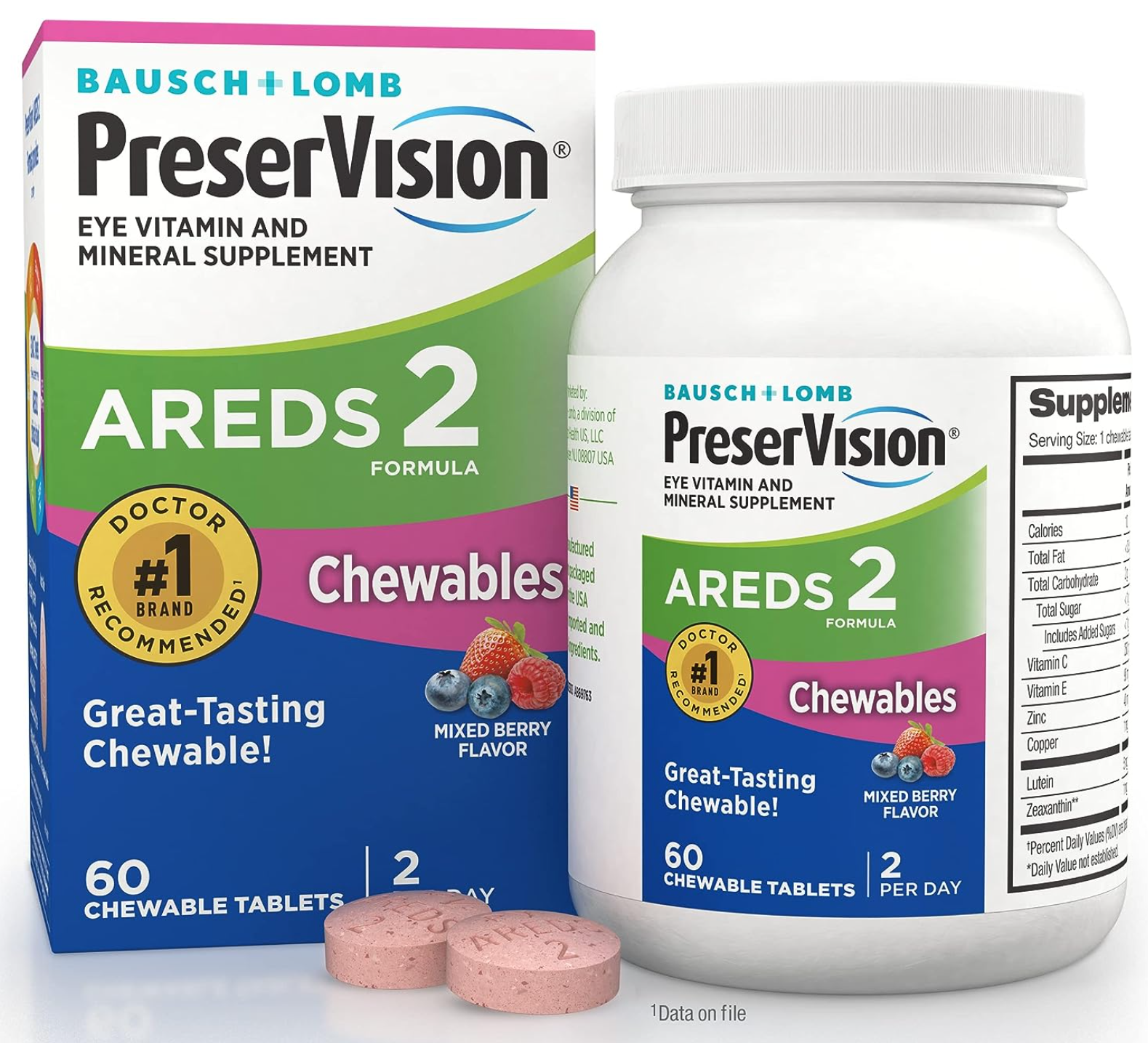 PreserVision AREDS 2 Chewable Eye Vitamin & Mineral Supplement (60 Tablets)