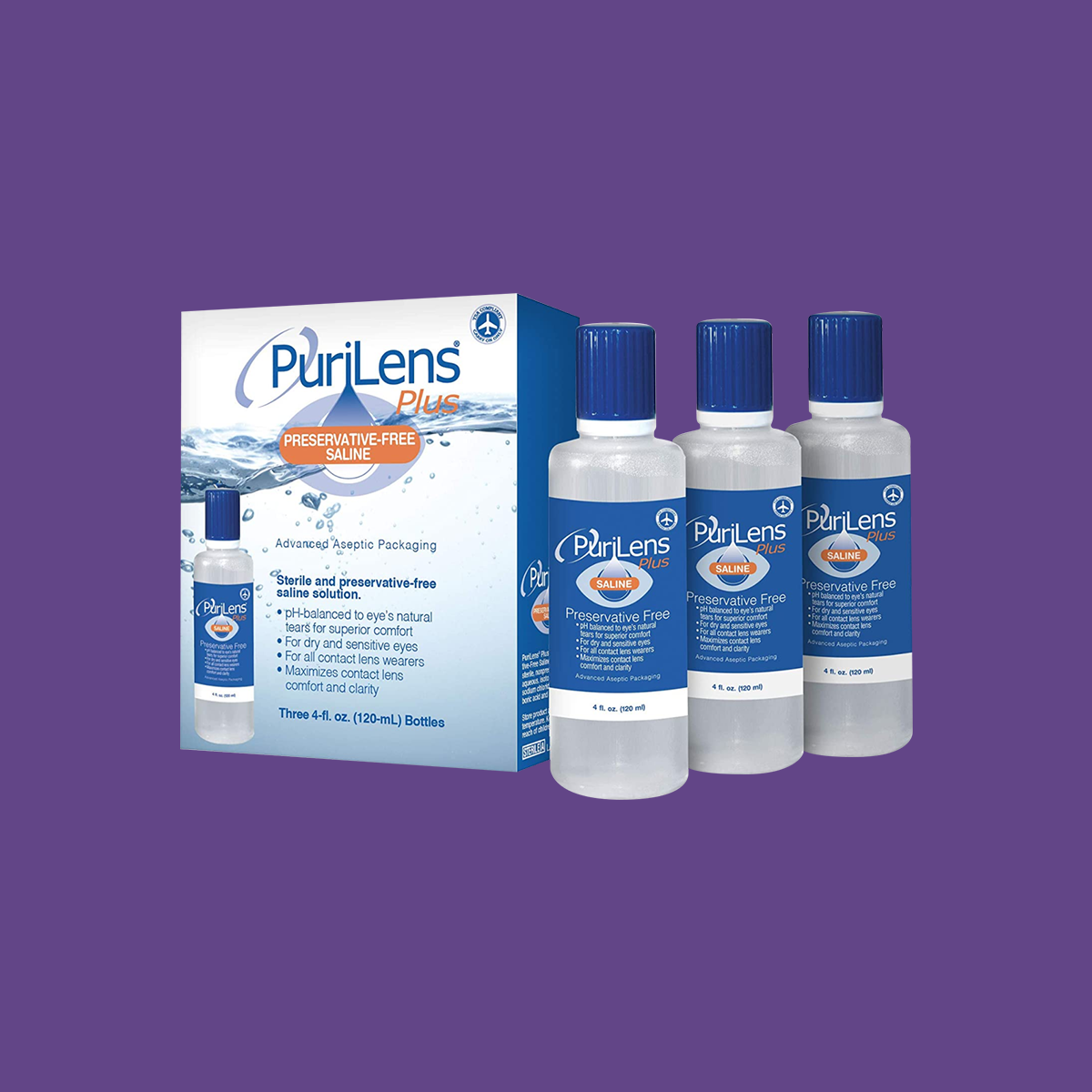 PuriLens Plus Preservative Free Saline (Multiple Sizes and Packs)