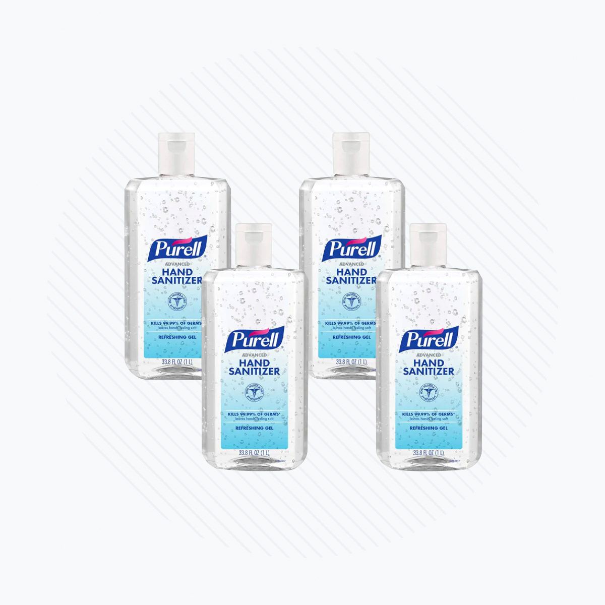 Refill PURELL Advanced Hand Sanitizer Refreshing Gel, Clean Scent, 1 Liter Flip Cap Bottle (Pack of 4)