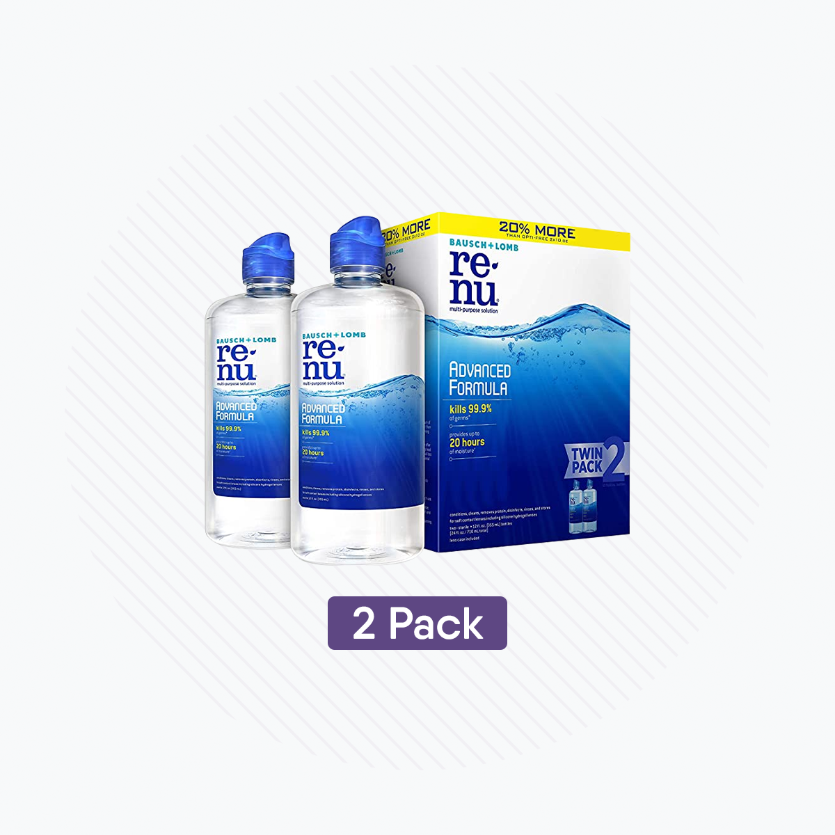 Renu Advanced Contact Lens Solution, Multi-Purpose Solution for Soft Contact Lenses 2 x 12 fl oz (355mL)