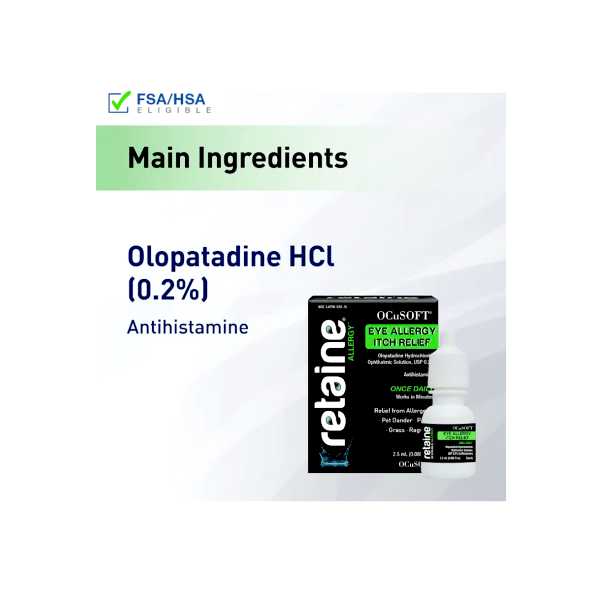 Ocusoft Retaine Allergy Once Daily for Eye Itch Relief (2.5mL)