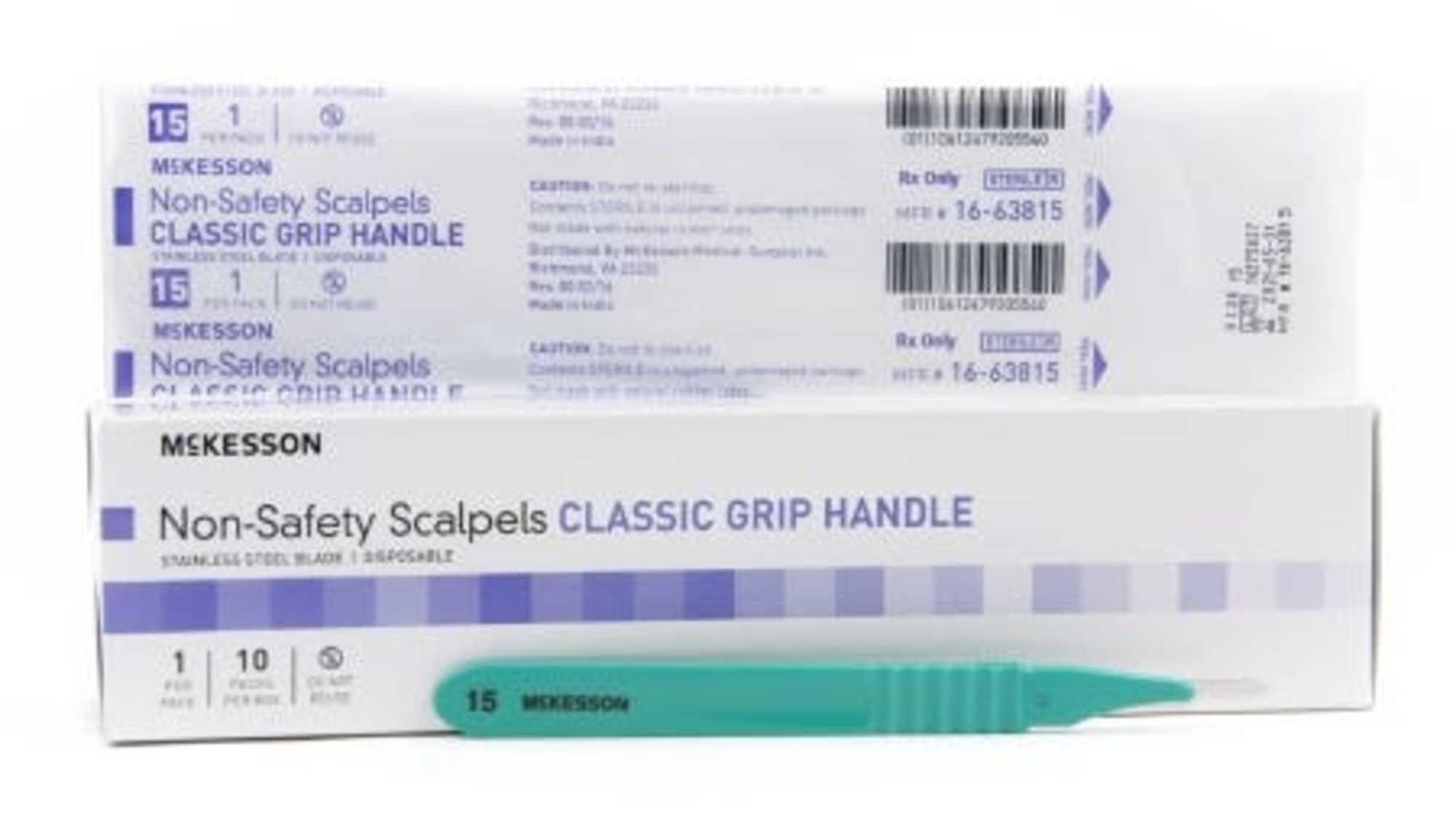 Scalpel #15 McKesson Classic Grip Surgical at Stag Medical - Eye Care, Ophthalmology and Optometric Products. Shop and save on Proparacaine, Tropicamide and More at Stag Medical & Eye Care Supply