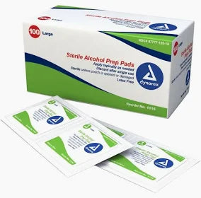 Alcohol Prep Pads, Large 100/Box - Dynarex