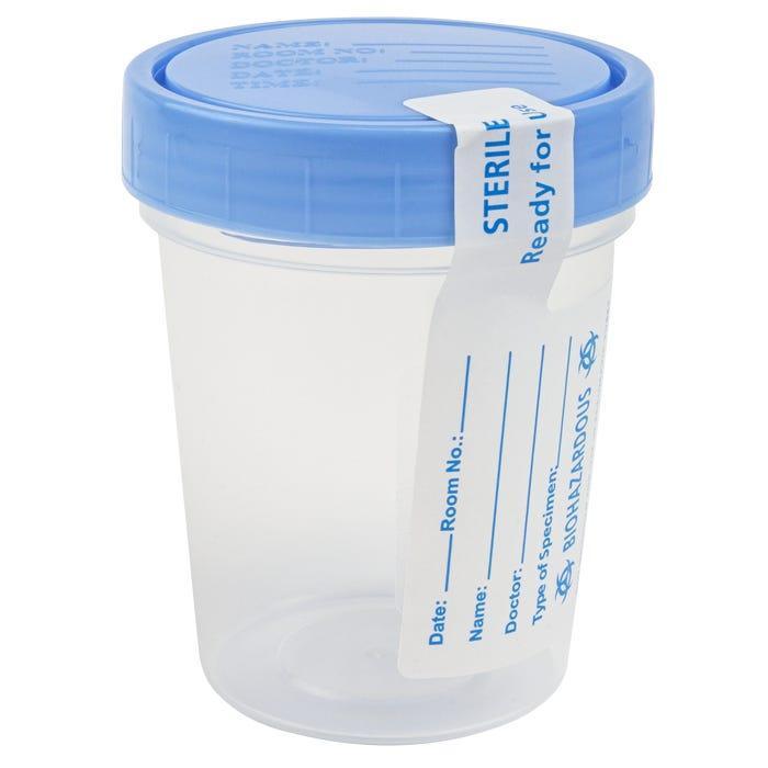 Medical Specimen Container - 4oz Cup - Clear - Sterile - Individually Wrapped - 100/Box at Stag Medical - Eye Care, Ophthalmology and Optometric Products. Shop and save on Proparacaine, Tropicamide and More at Stag Medical & Eye Care Supply