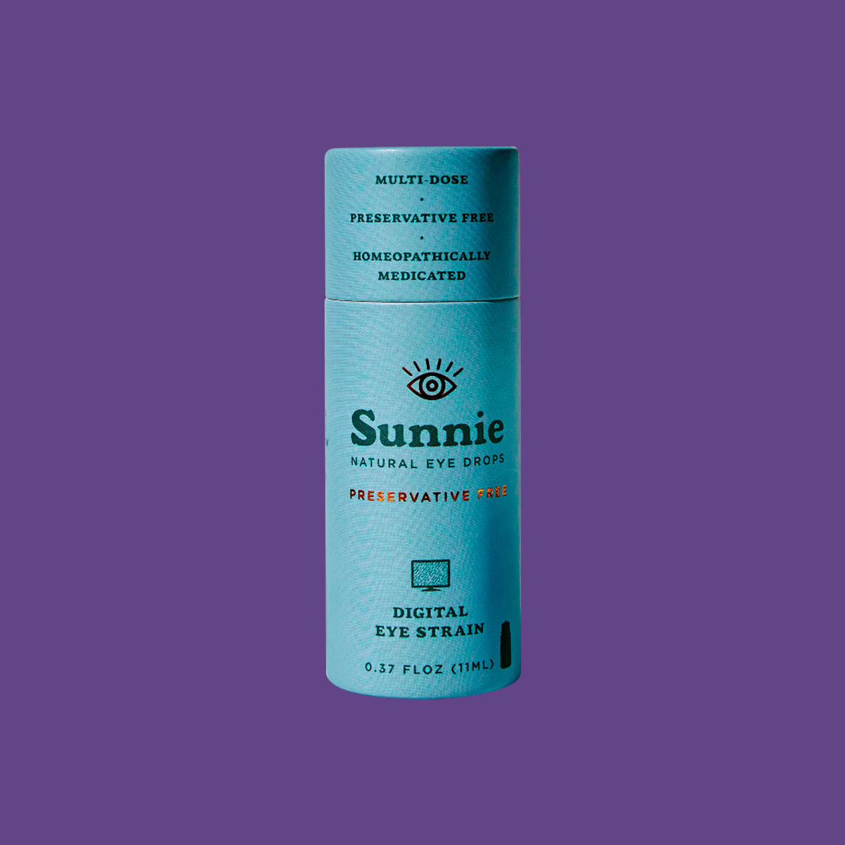 Sunnie Natural Preservative Free Eye Drops for Digital Eye Strain, 11mL Bottle (330+ Drops)