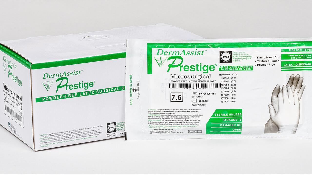 Surgical Gloves - Innovative Prestige - PF/LF/Beaded Cuff - 50/Box at Stag Medical - Eye Care, Ophthalmology and Optometric Products. Shop and save on Proparacaine, Tropicamide and More at Stag Medical & Eye Care Supply