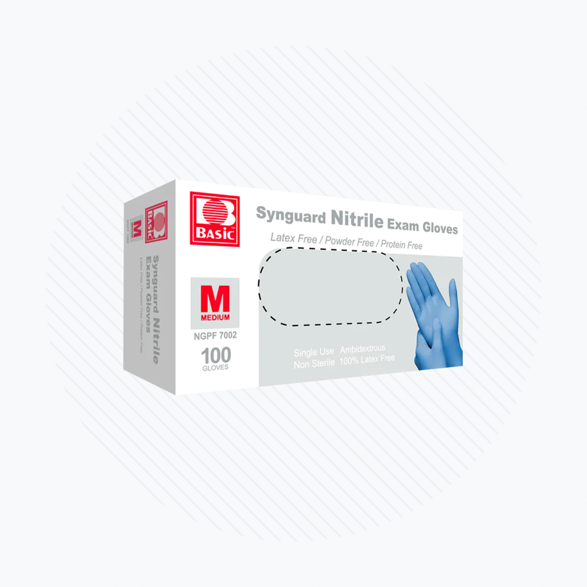 Synguard Medical Blue Nitrile Exam Gloves - Latex-Free & Powder-Free 100-pack (Medium)