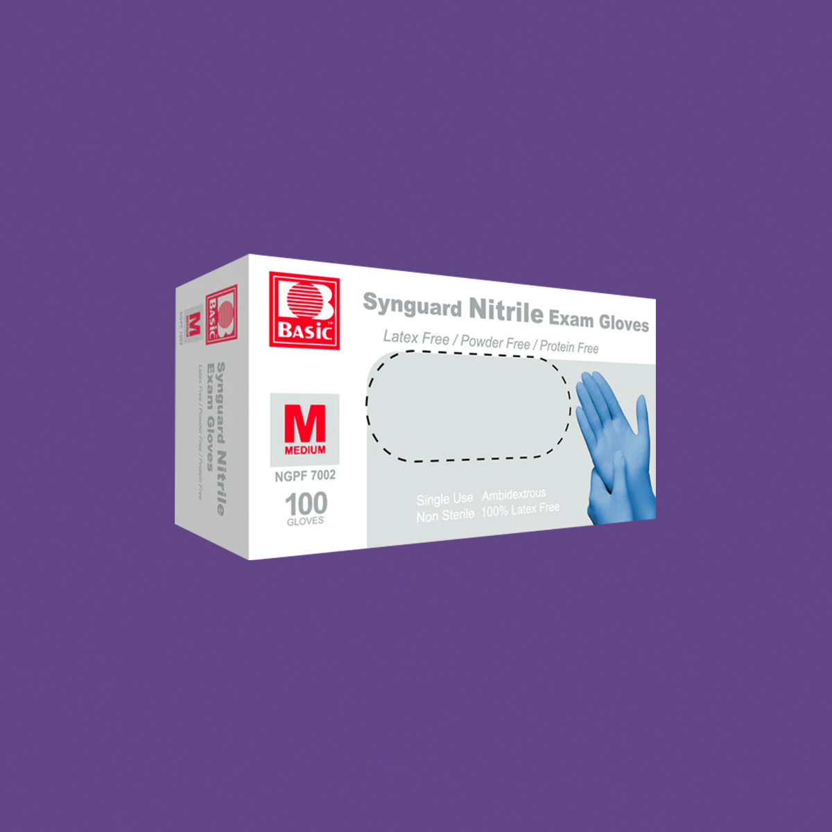 Synguard Medical Blue Nitrile Exam Gloves - Latex-Free & Powder-Free 100-pack (Medium)