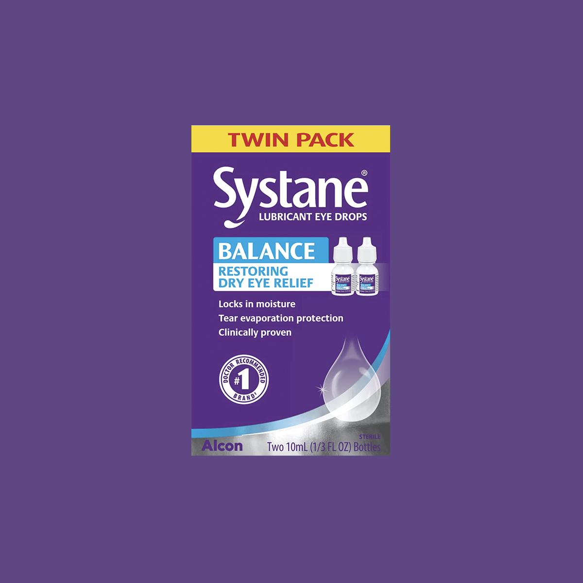 Systane Balance 2-Pack Lubricant Eye Drops, MGD, Tear Evaporation Protection (2 Bottles)