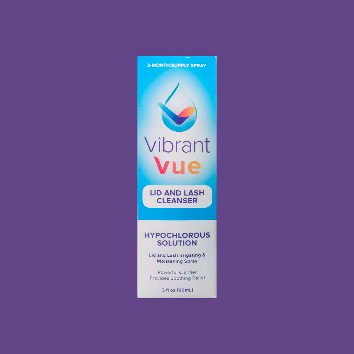 Vibrant Vue Lid and Lash Cleanser, Hypochlorous Solution for Irritated and Dry Eyes (90mL Bottle) 3 Month Supply