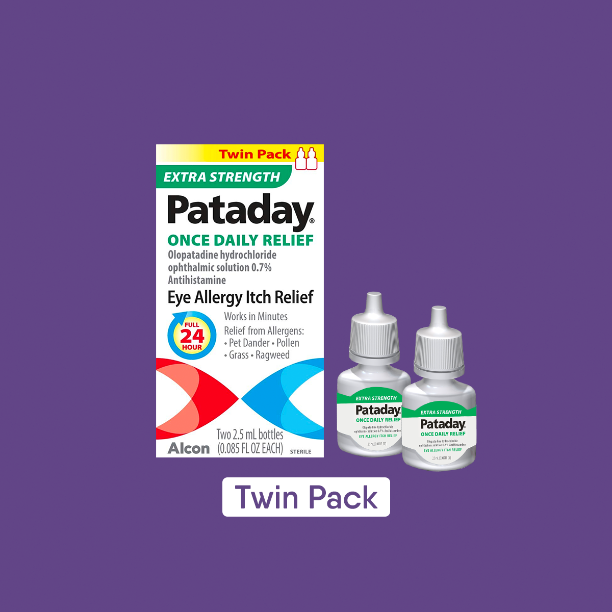 Pataday Once Daily Relief Extra Strength Relief 2.5ml, 2 Bottles Twin Pack